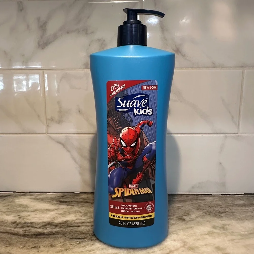 Suave Kids SPIDER-MAN 3 in 1 Shampoo Conditioner Body Wash Spider Sense 28oz NEW